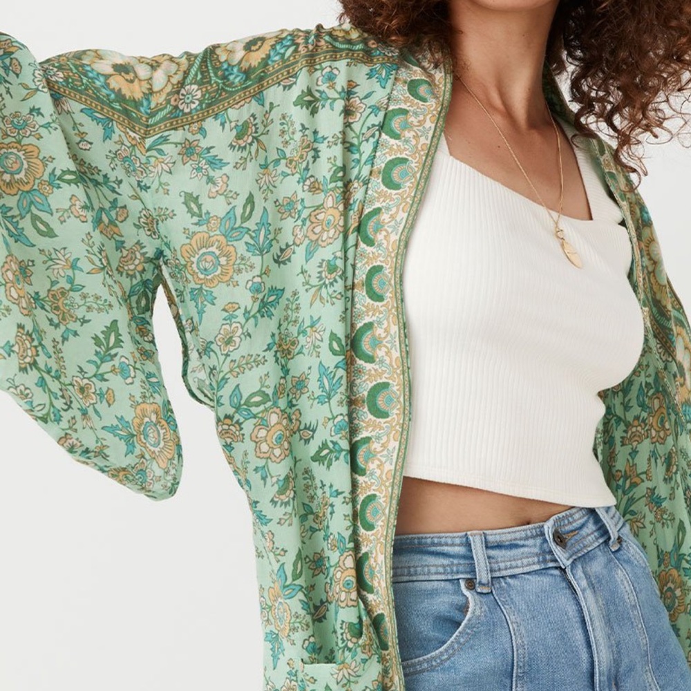 Spell Folksong Kimono in Sage size s/m